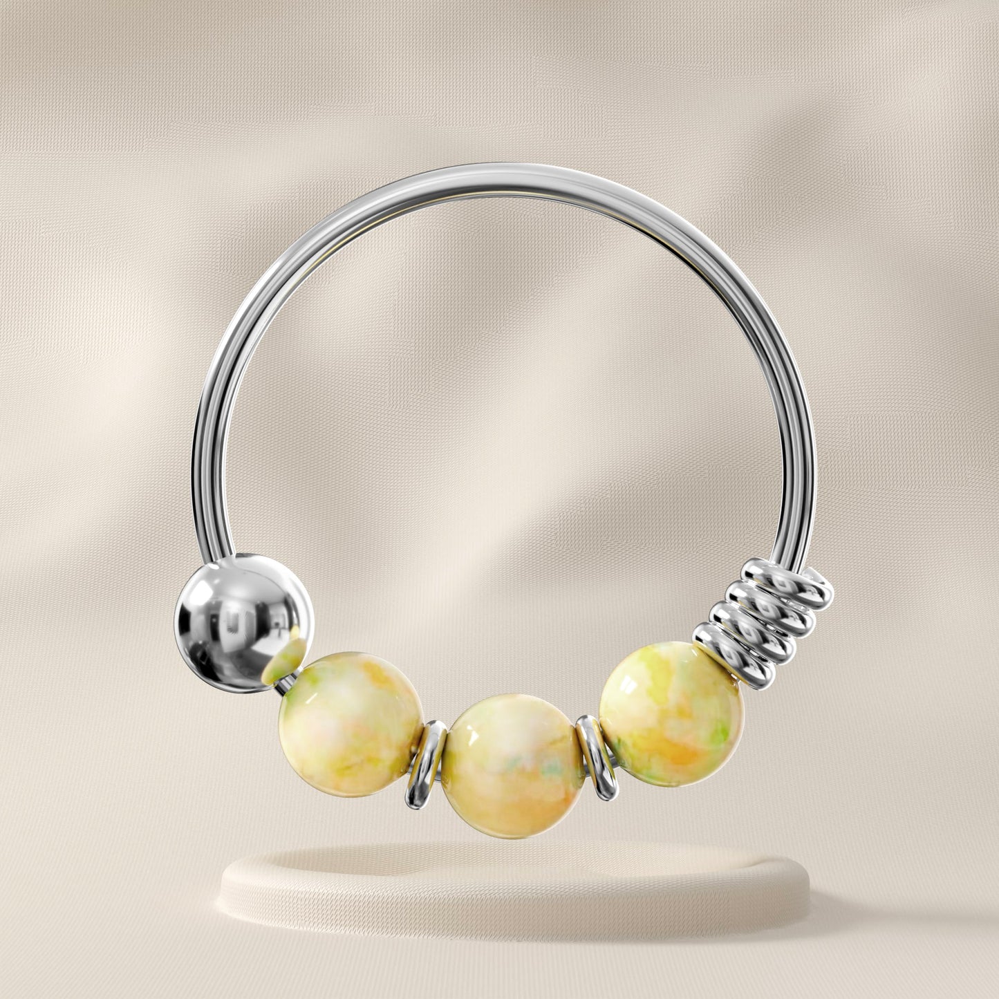 Gardenia - Sterling Silver Beaded Nose Ring