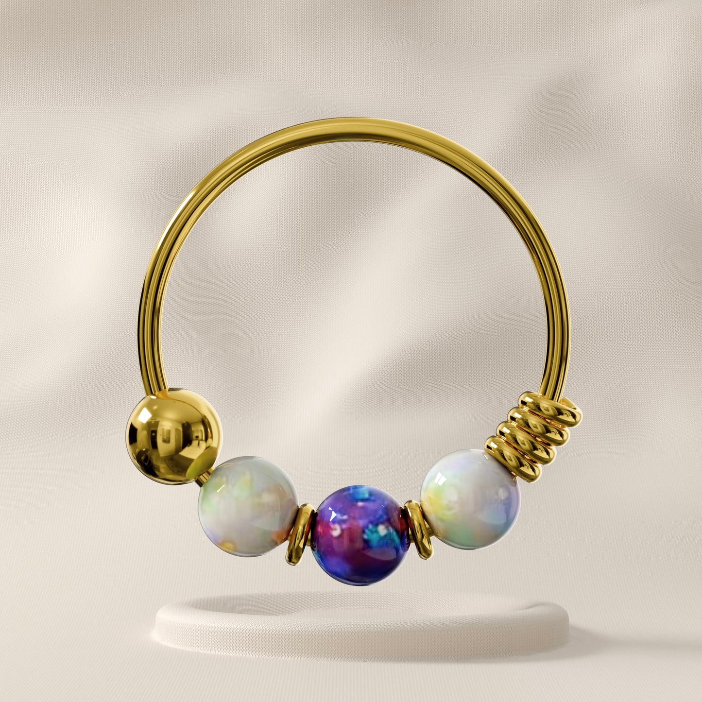 Wisteria - Sterling Silver Opal Beaded Nose Ring