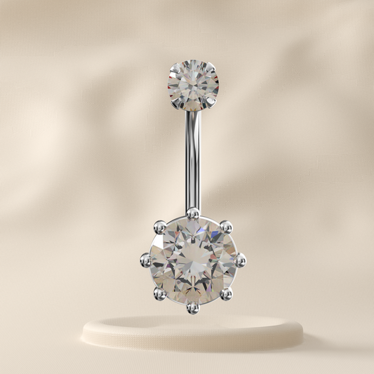 Zinnia - Sterling Silver Jewelled Belly Ring