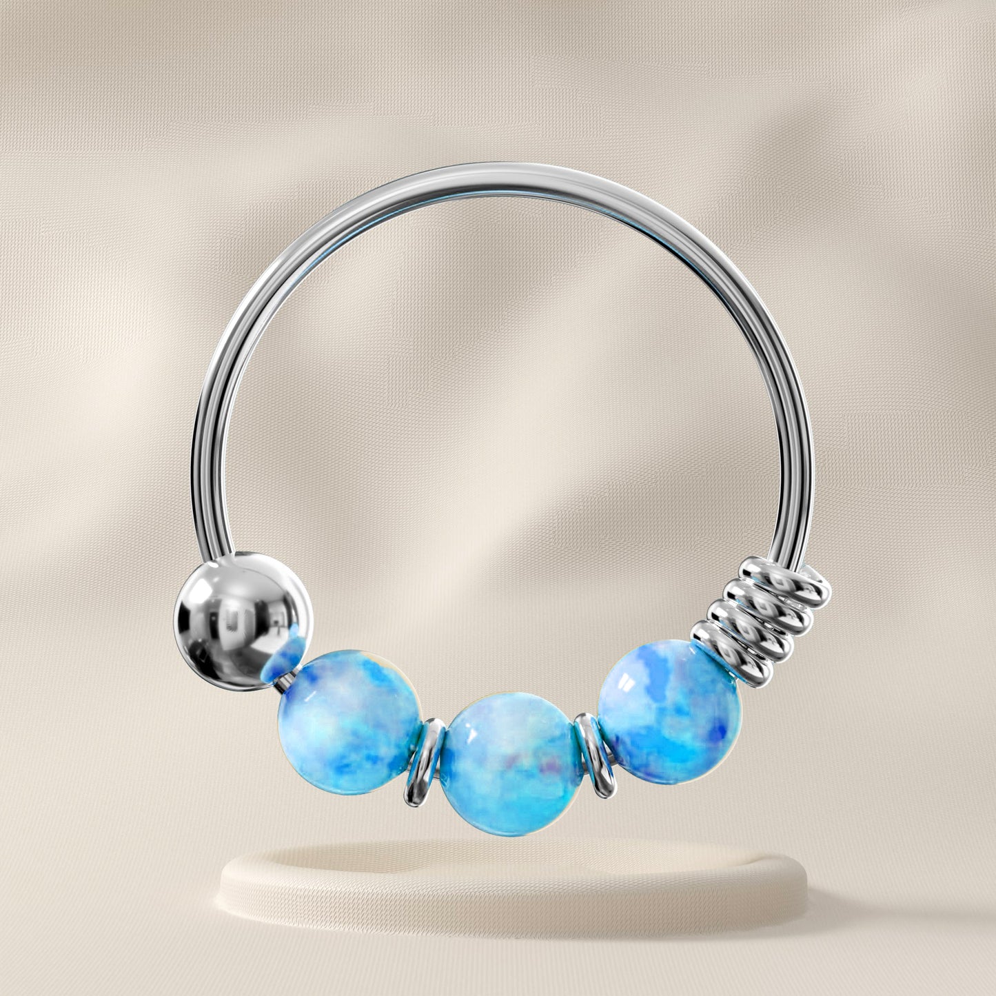 Gardenia - Sterling Silver Beaded Nose Ring