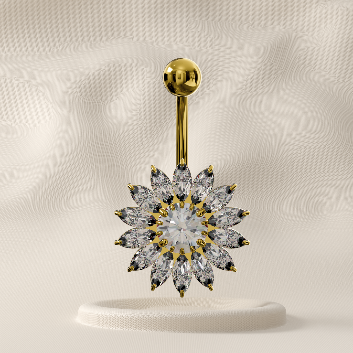 Sunflower - Sterling Silver Belly Ring