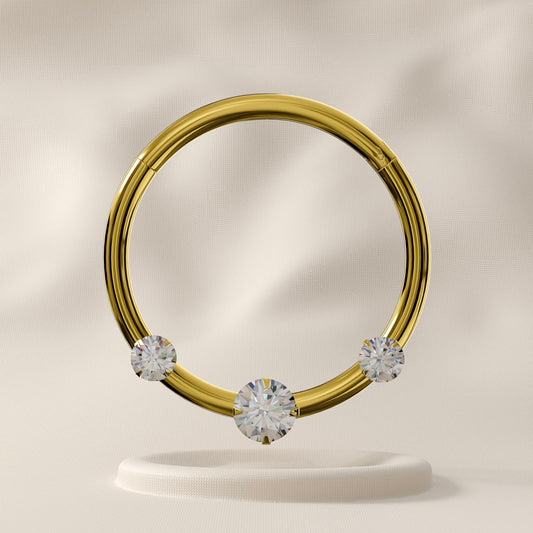 Snapdragon - 14K Gold Triple Jewelled Hoop