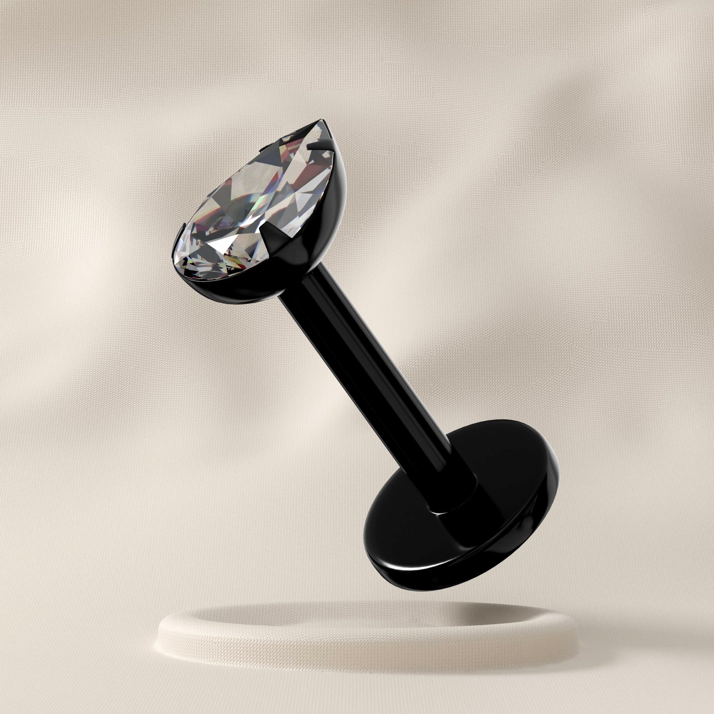 Meadow - Titanium Teardrop Jewelled Stud