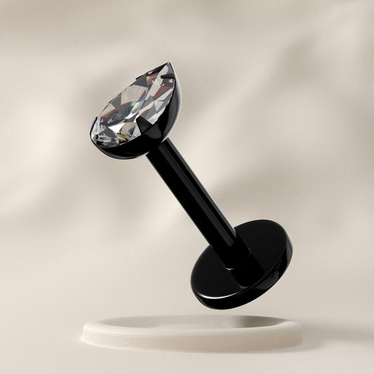 Meadow - Titanium Teardrop Jewelled Stud