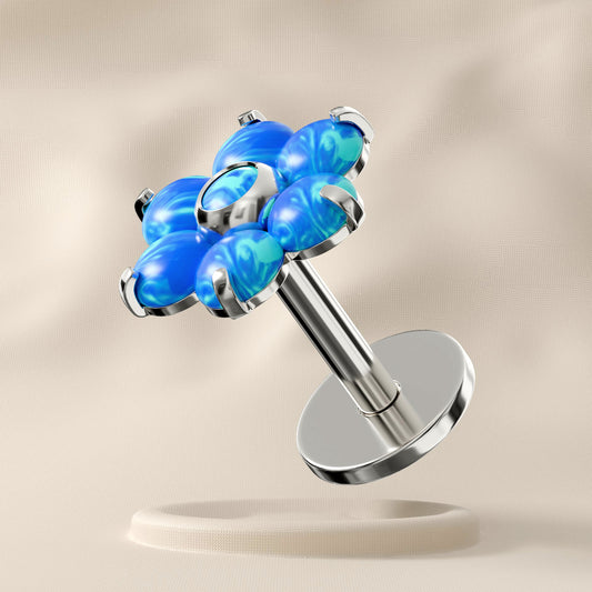 Rose - Titanium Flower Opal Stud