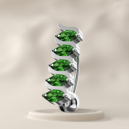 Ivy - Surgical Steel Marquise Green Belly Bar