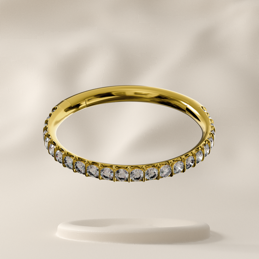 Starflower - 9K Gold Single Row Jewelled Hoop