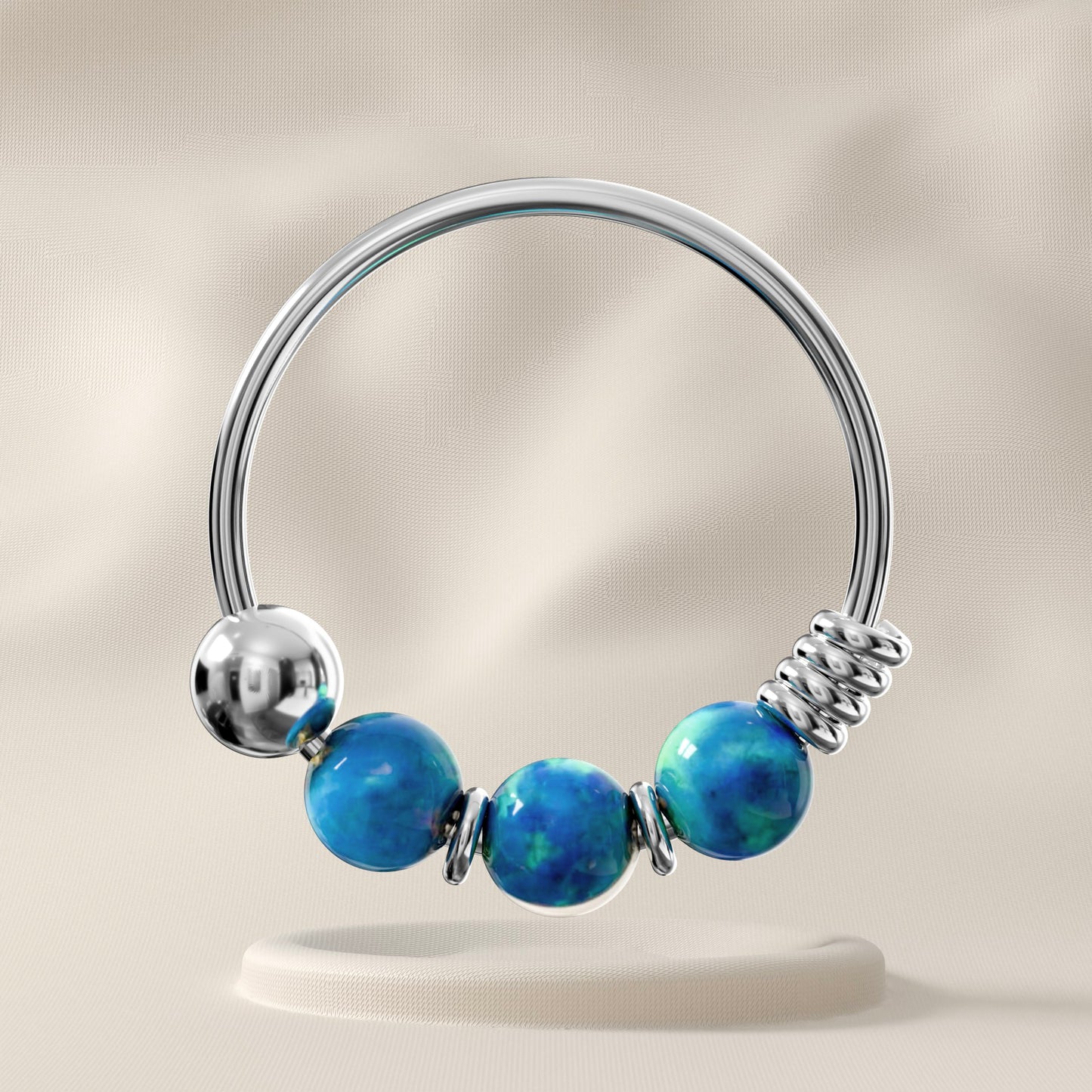 Gardenia - Sterling Silver Beaded Nose Ring