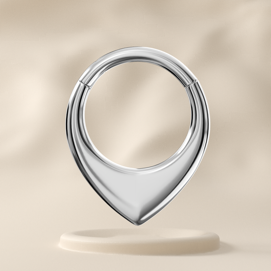 Peony - Titanium Flat Teardrop Hoop
