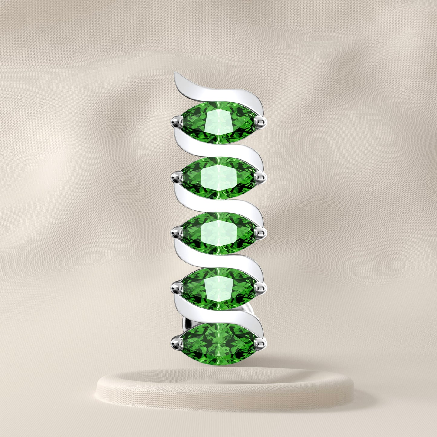 Ivy - Surgical Steel Marquise Green Belly Bar
