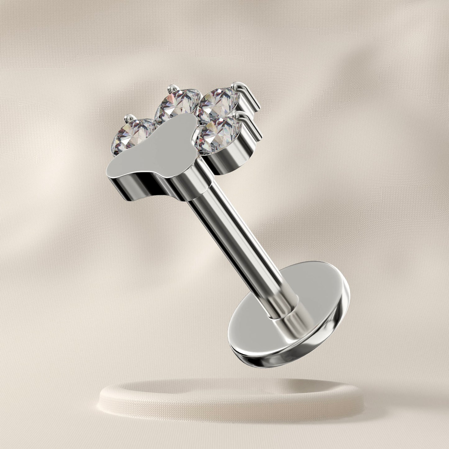 Honeydew - Titanium Paw Jewelled Stud