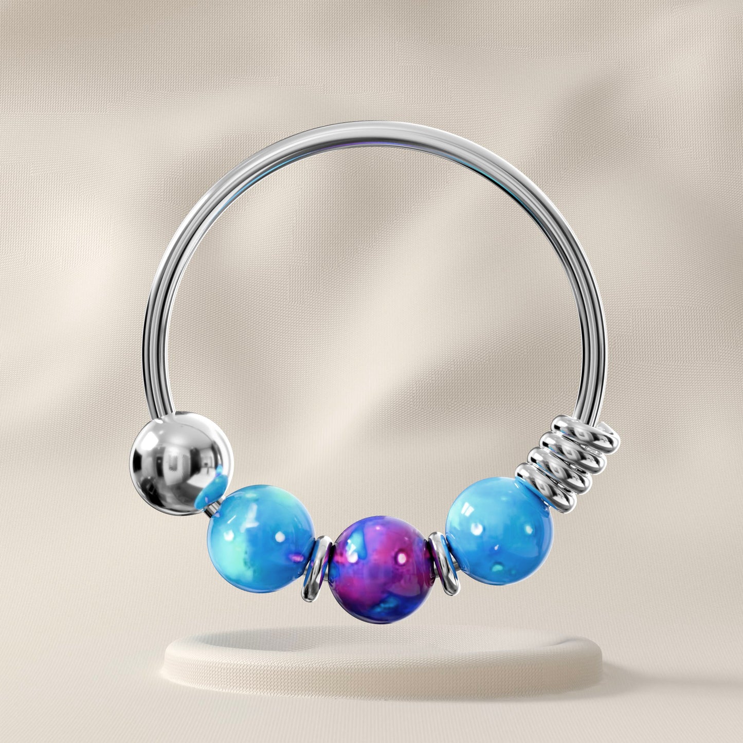 Wisteria - Sterling Silver Opal Beaded Nose Ring
