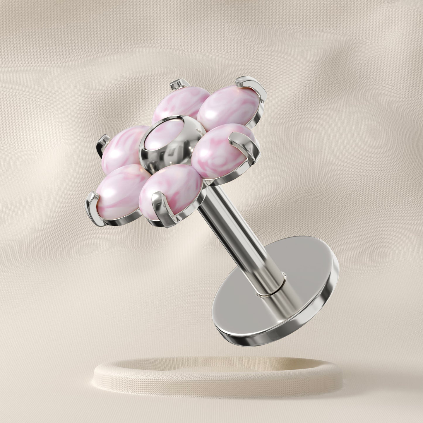 Rose - Titanium Flower Opal Stud