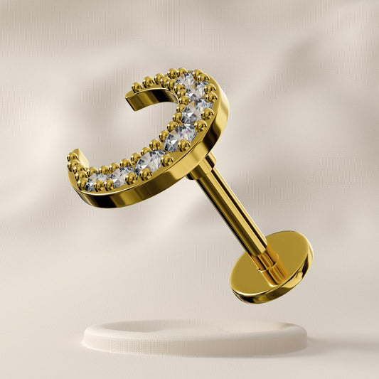 Clementine - Surgical Steel Crescent Moon Jewelled Stud