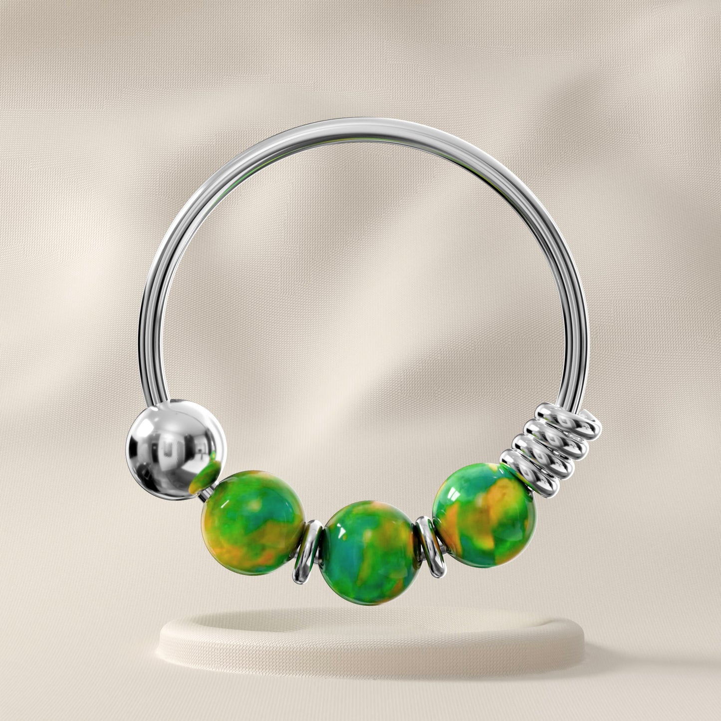 Gardenia - Sterling Silver Beaded Nose Ring