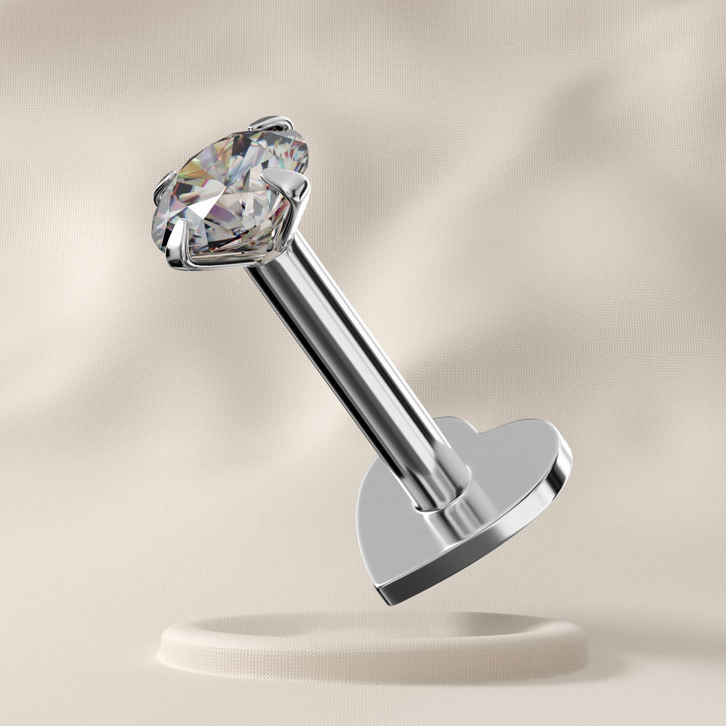 Calla (Heart Base) - Sterling Silver Jewelled Stud