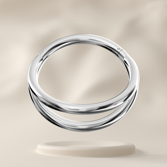 Bellflower - Sterling Silver Double Row Hoop