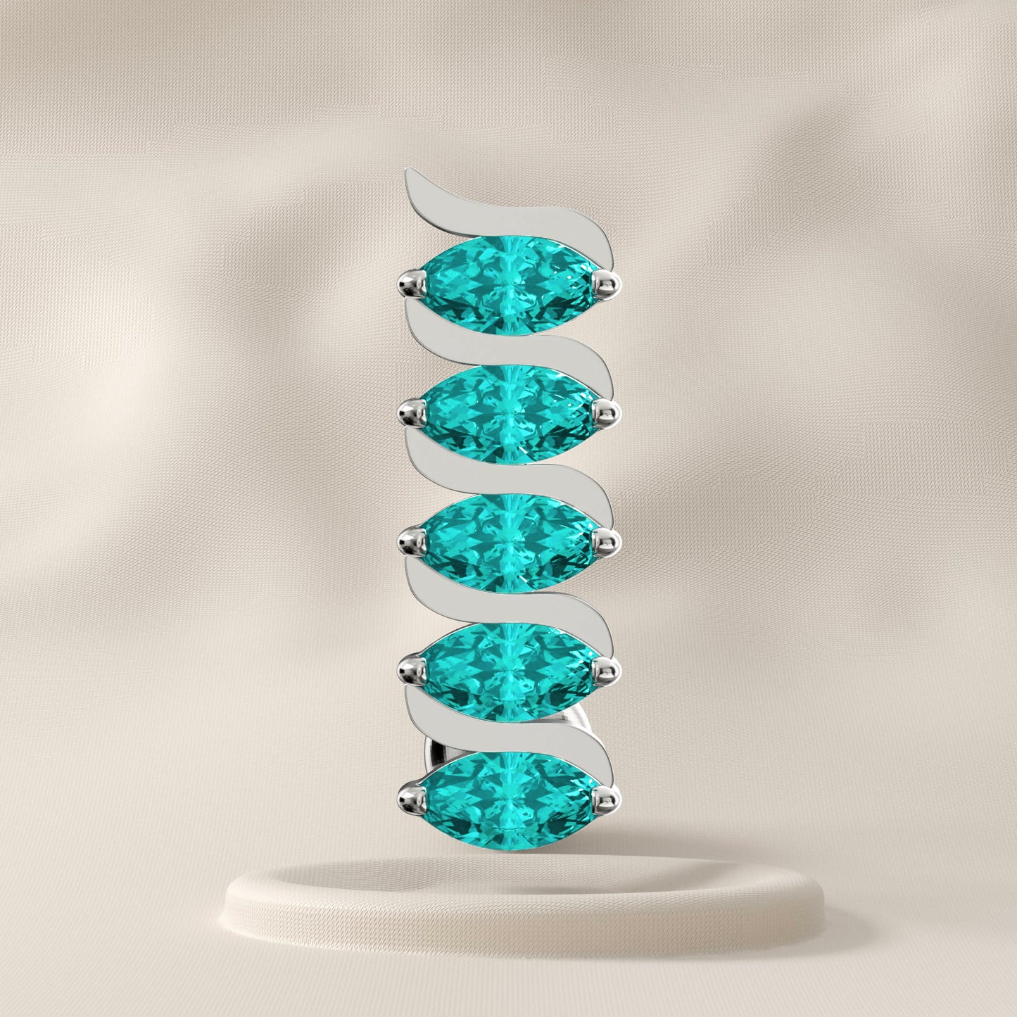 Ivy - Surgical Steel Marquise Green Belly Bar