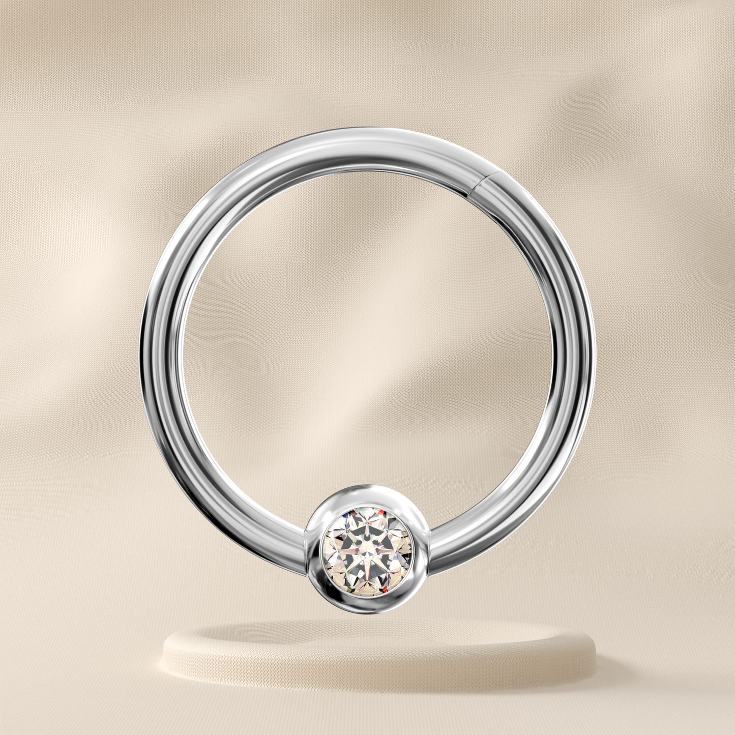 Stella - Titanium Single Jewelled Hoop