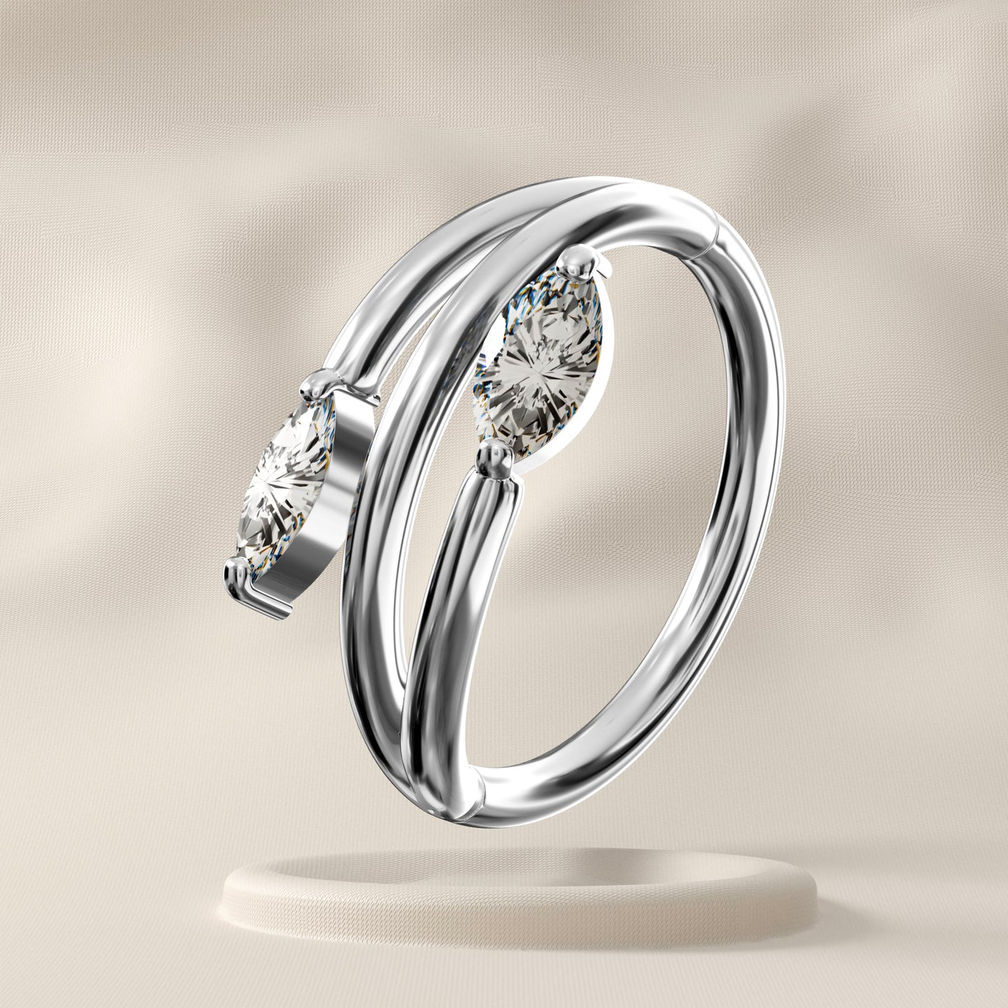 Pixie - Surgical Steel Twin Marquise Hoop