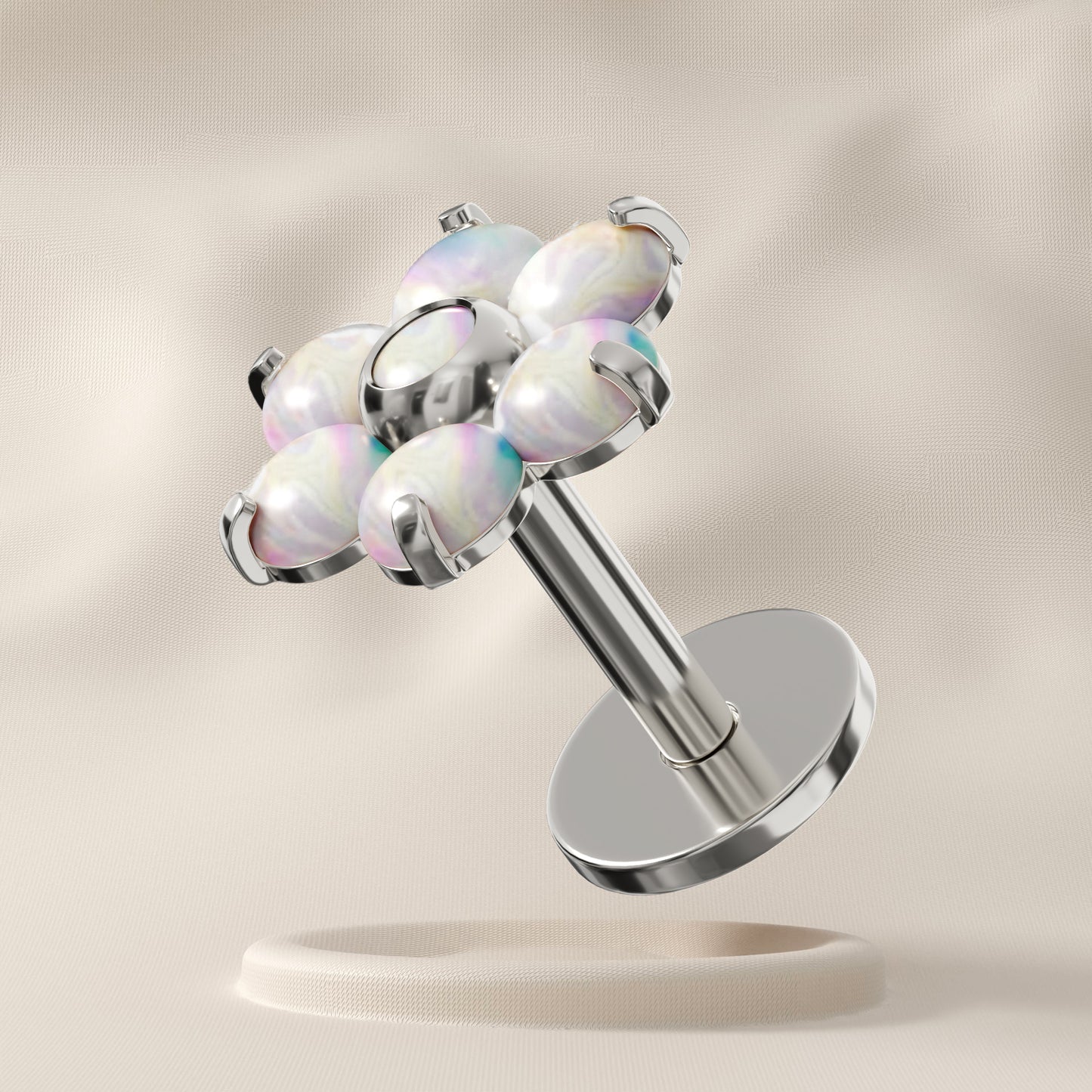 Rose - Titanium Flower Opal Stud