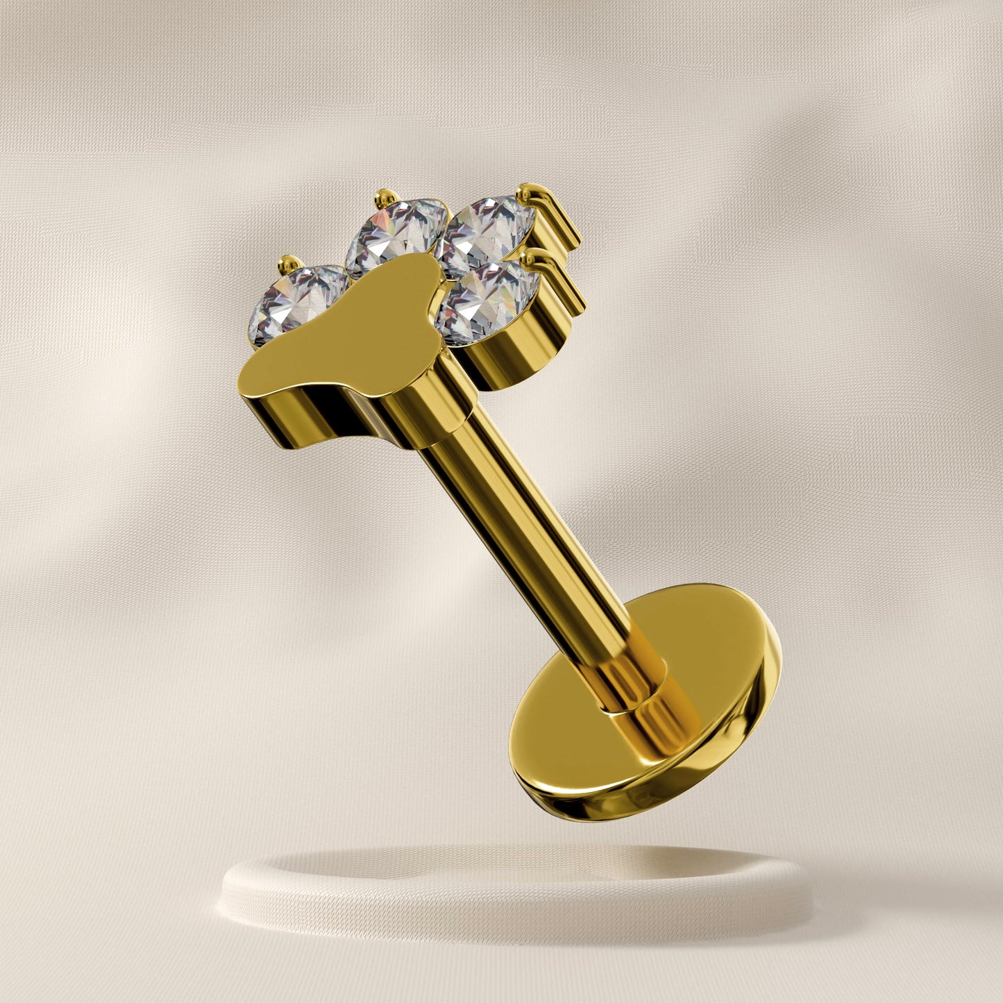 Honeydew - Titanium Paw Jewelled Stud