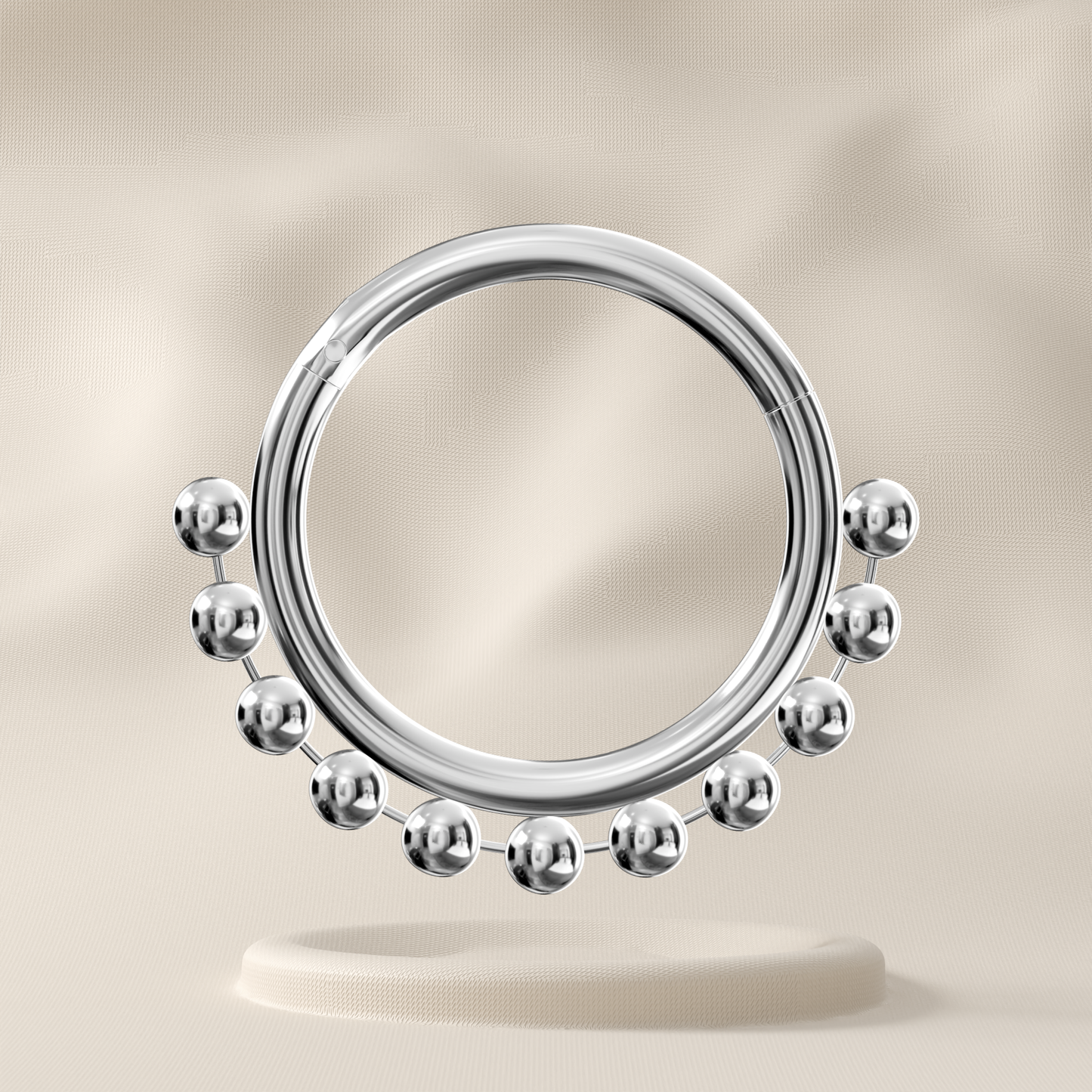 Begonia - Sterling Silver Beaded Ball Hoop