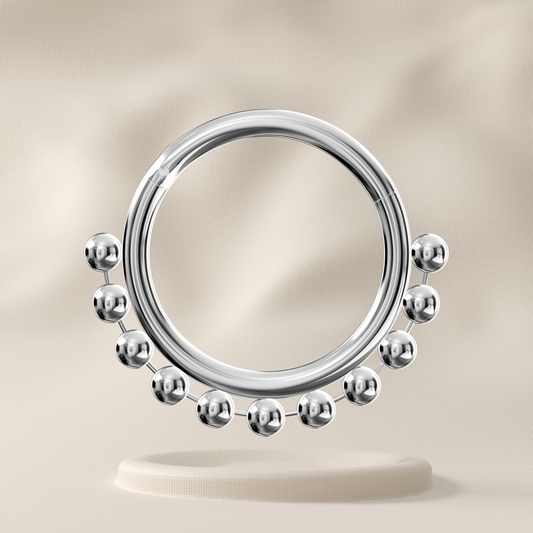 Begonia - Sterling Silver Beaded Ball Hoop