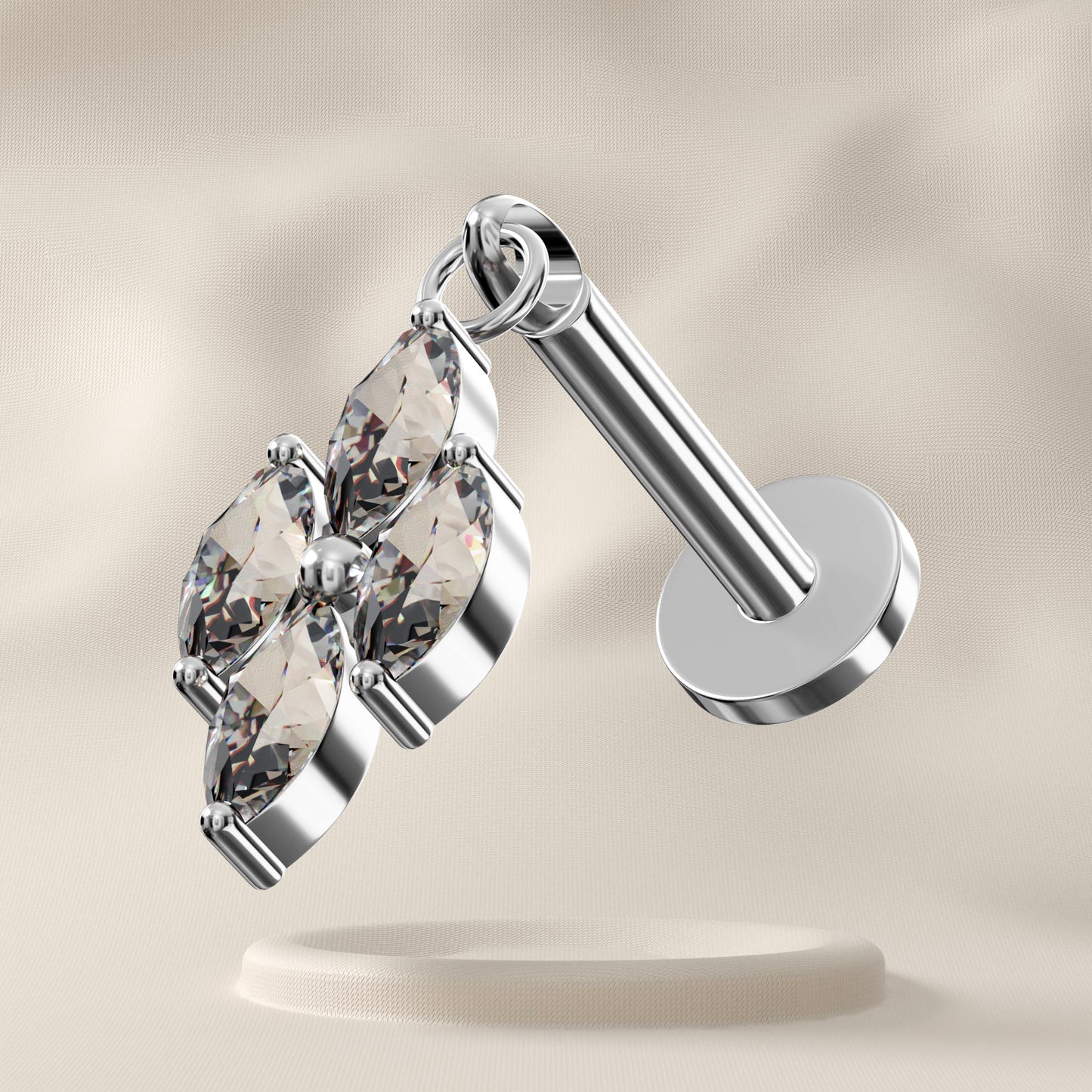 Allium - Titanium Marquise Push-fit Stud