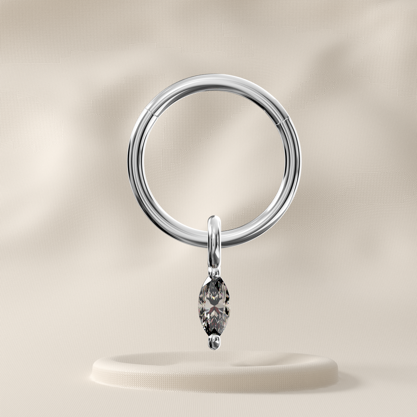 Willow - Surgical Steel Dangling Marquise Jewelled Hoop