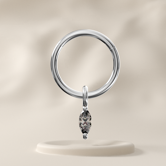 Willow - Surgical Steel Dangling Marquise Jewelled Hoop