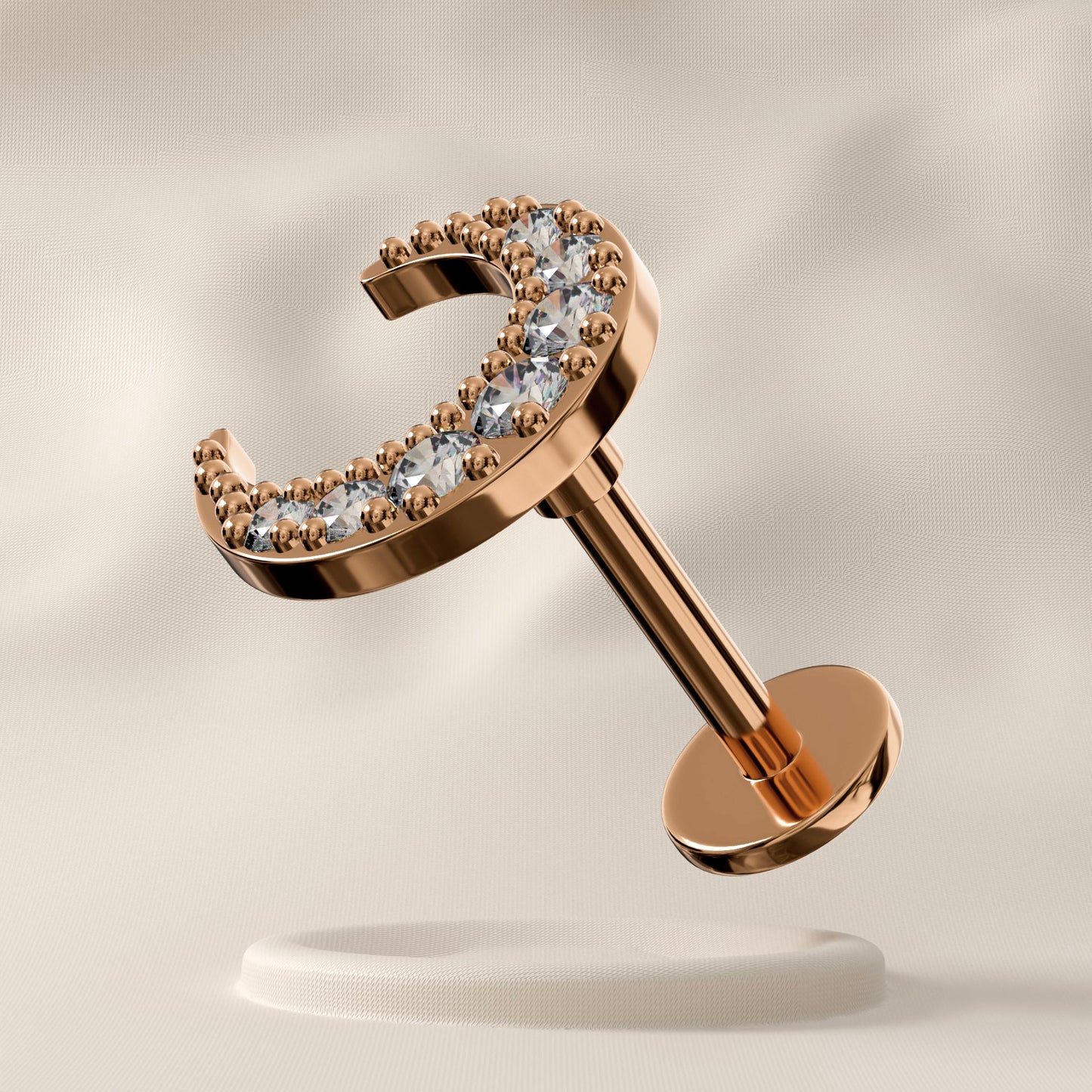 Clementine - Surgical Steel Crescent Moon Jewelled Stud