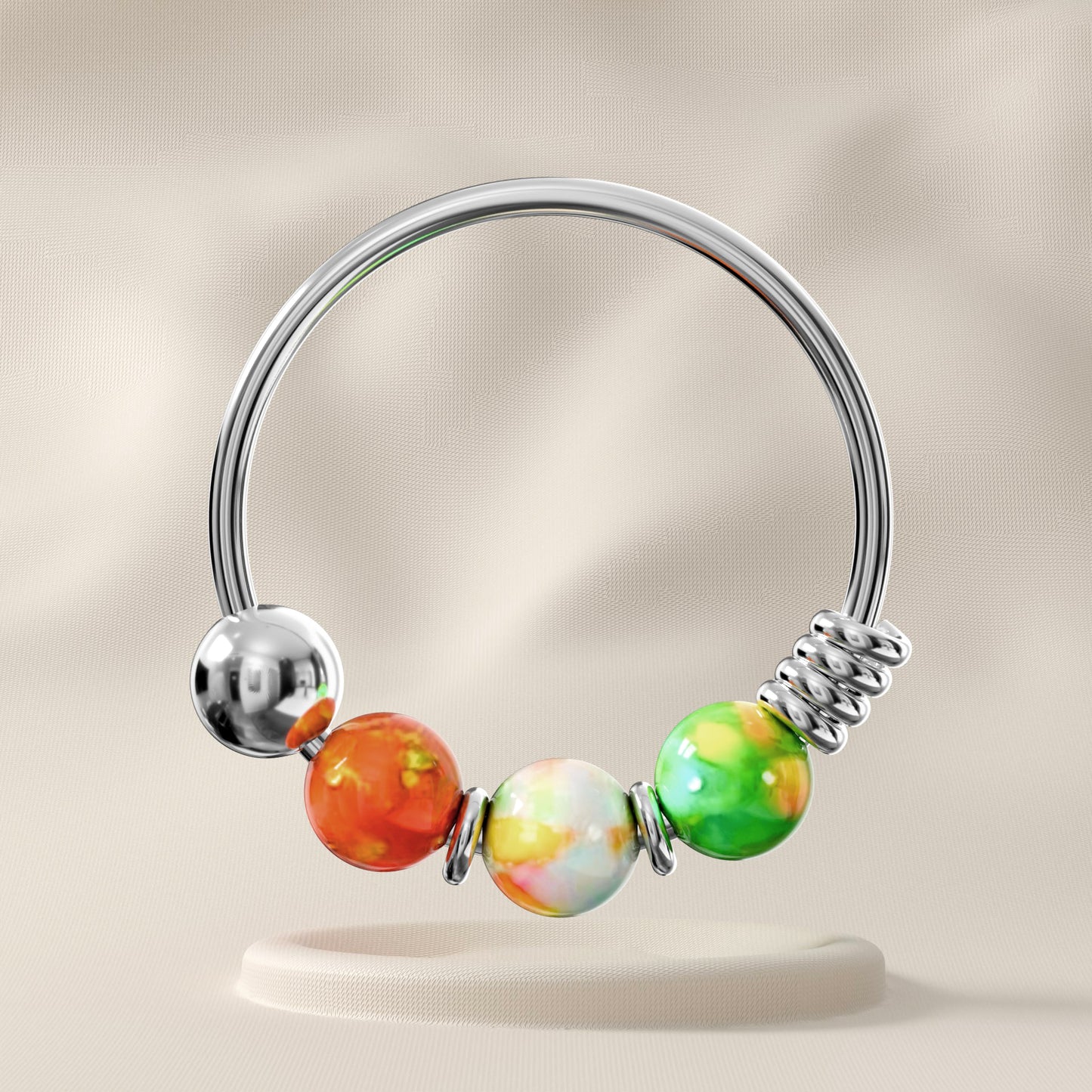 Wisteria - Sterling Silver Opal Beaded Nose Ring
