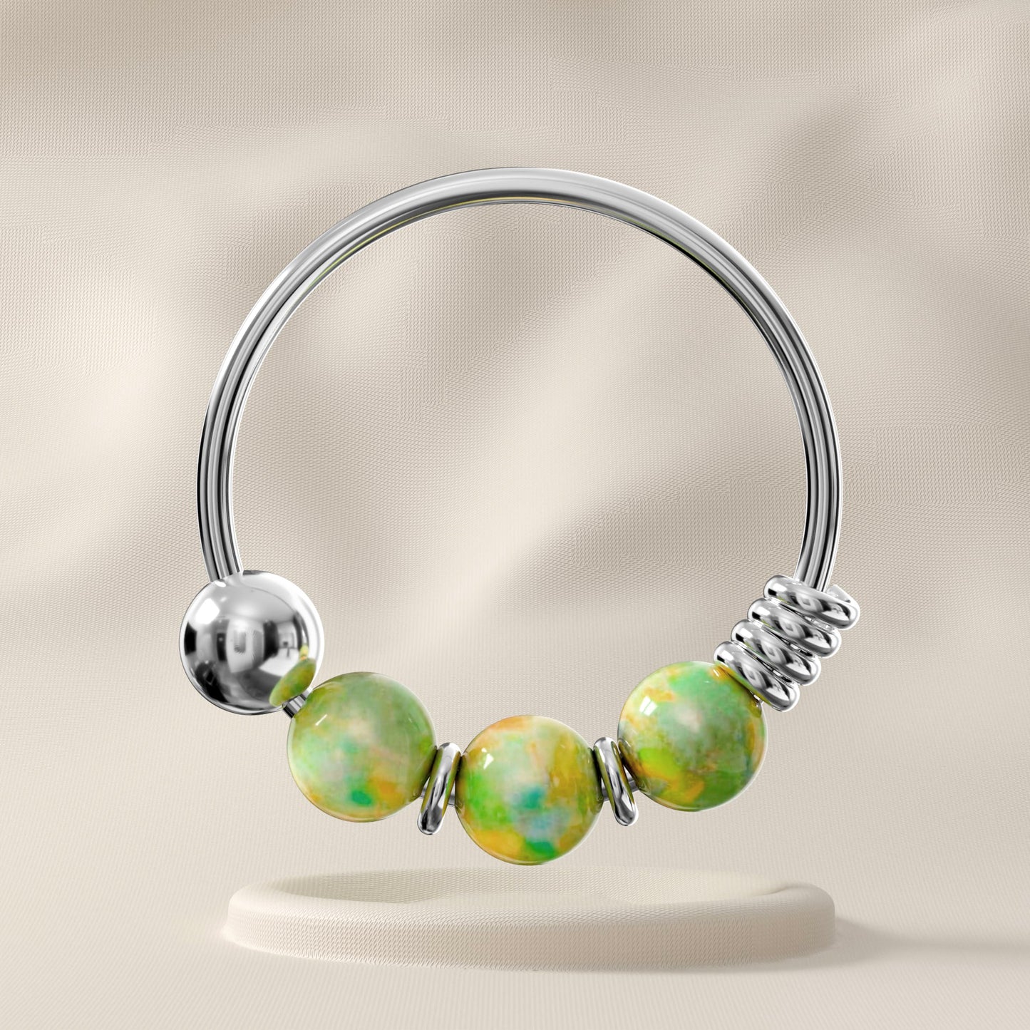 Gardenia - Sterling Silver Beaded Nose Ring