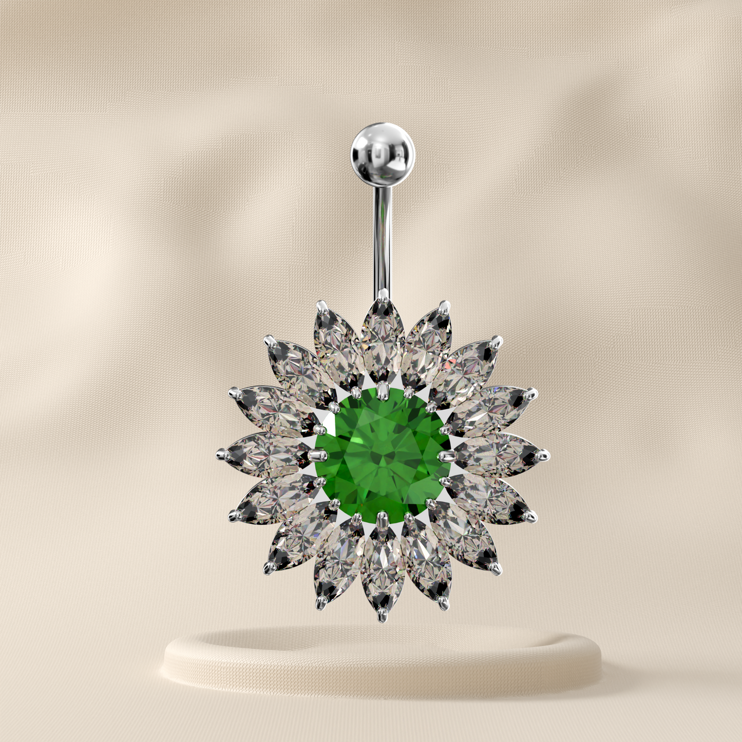 Nigella - Sterling Silver Jewelled Belly Ring