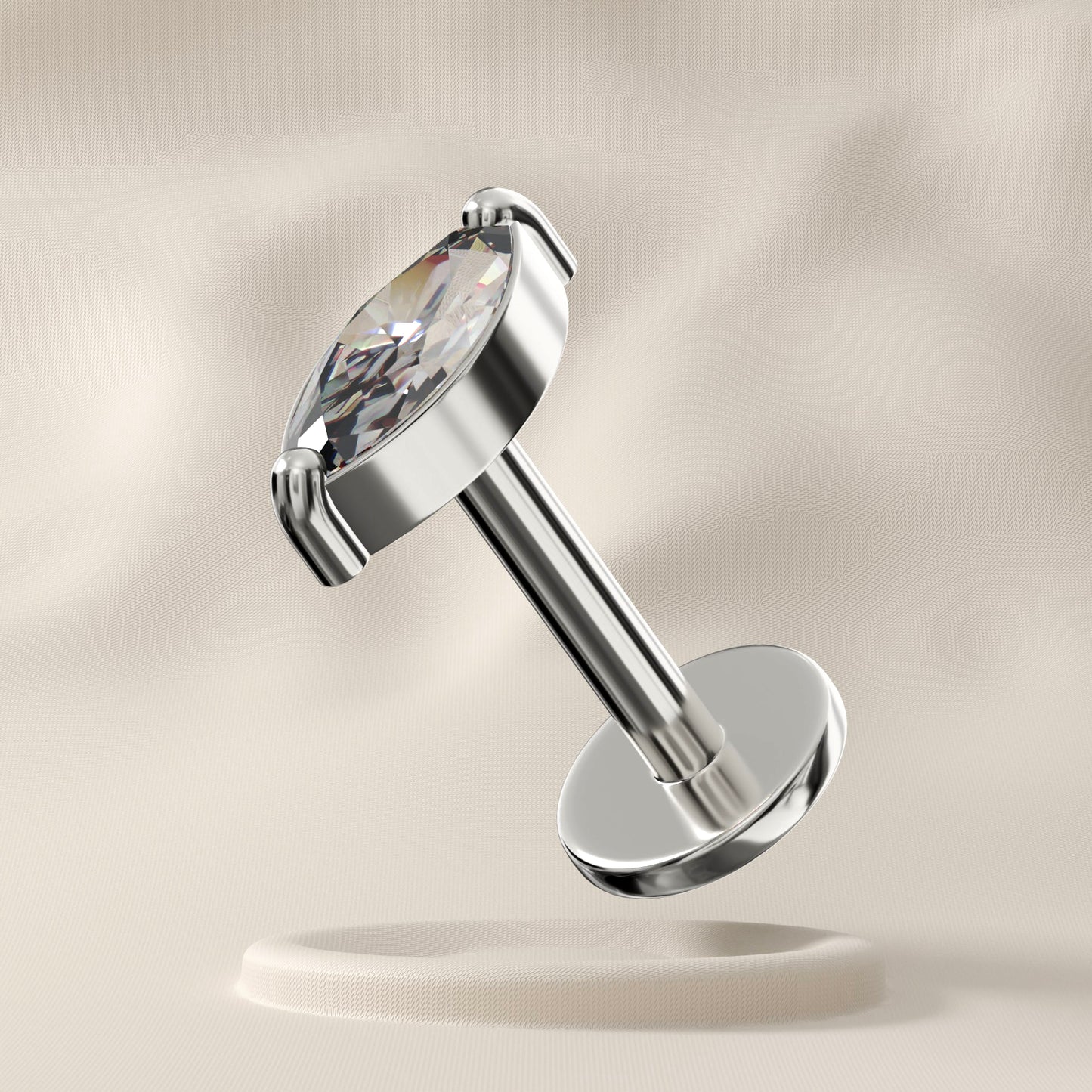Vervain - Titanium Marquise Jewelled Stud