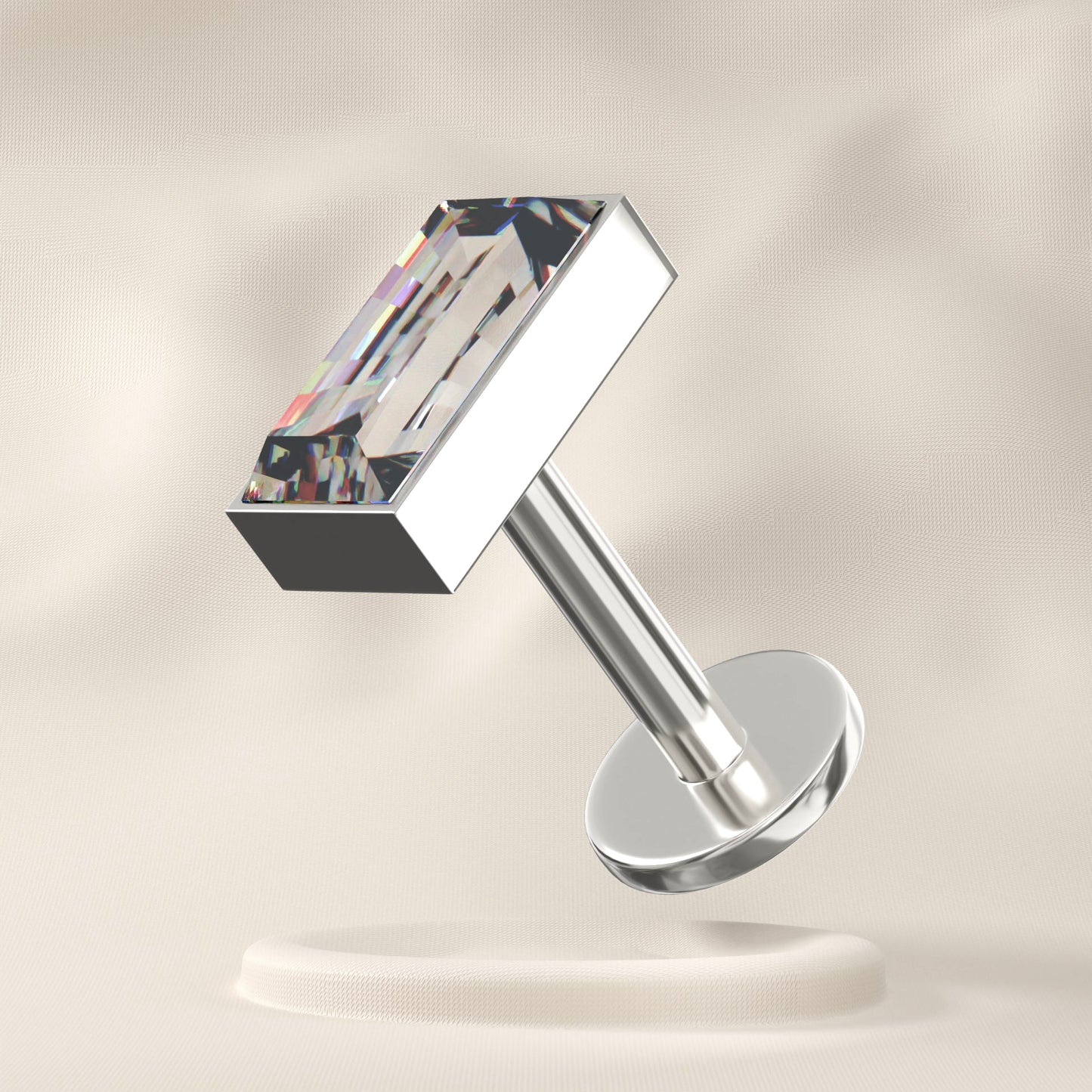 Cassia - Titanium Baguette Jewelled Stud