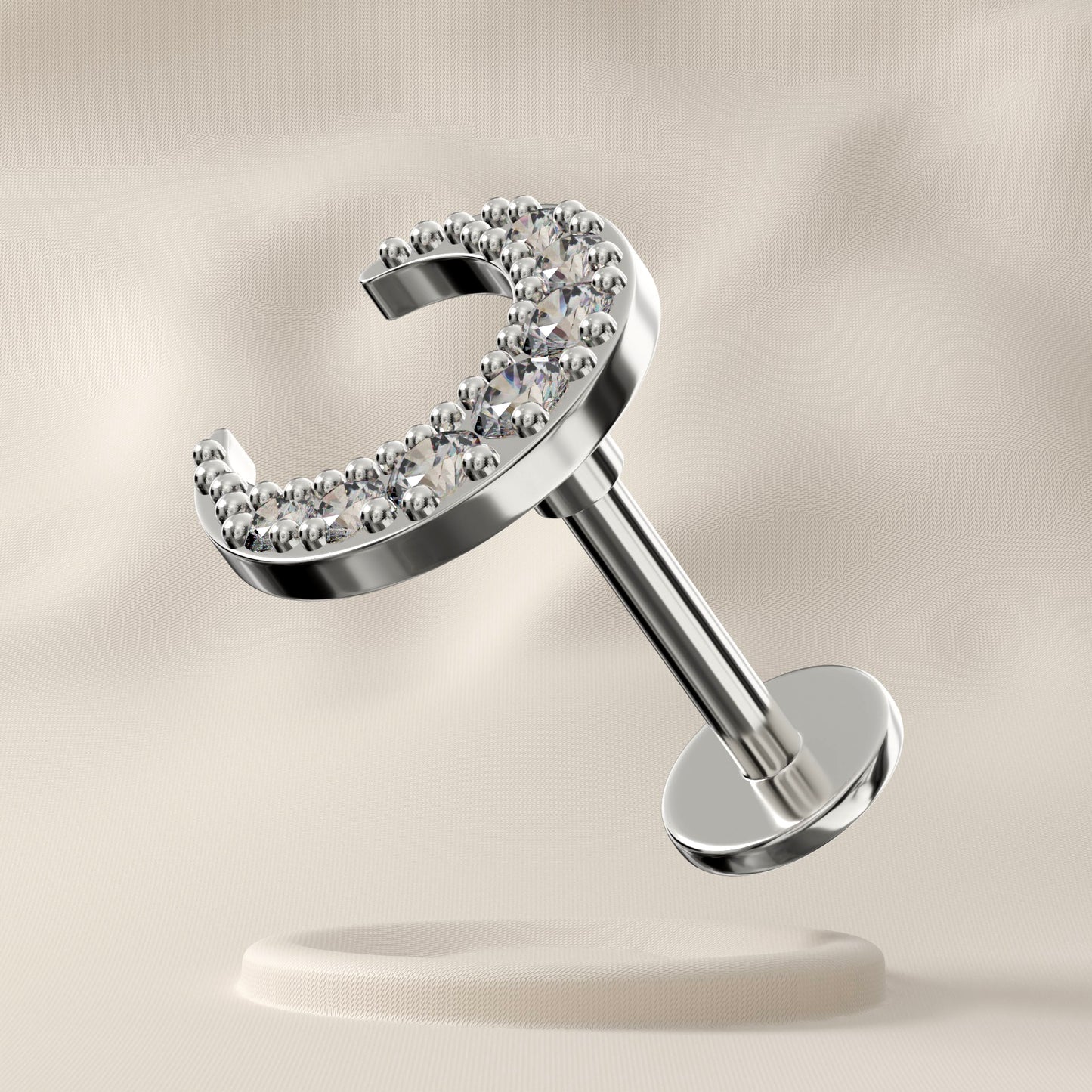 Clementine - Surgical Steel Crescent Moon Jewelled Stud