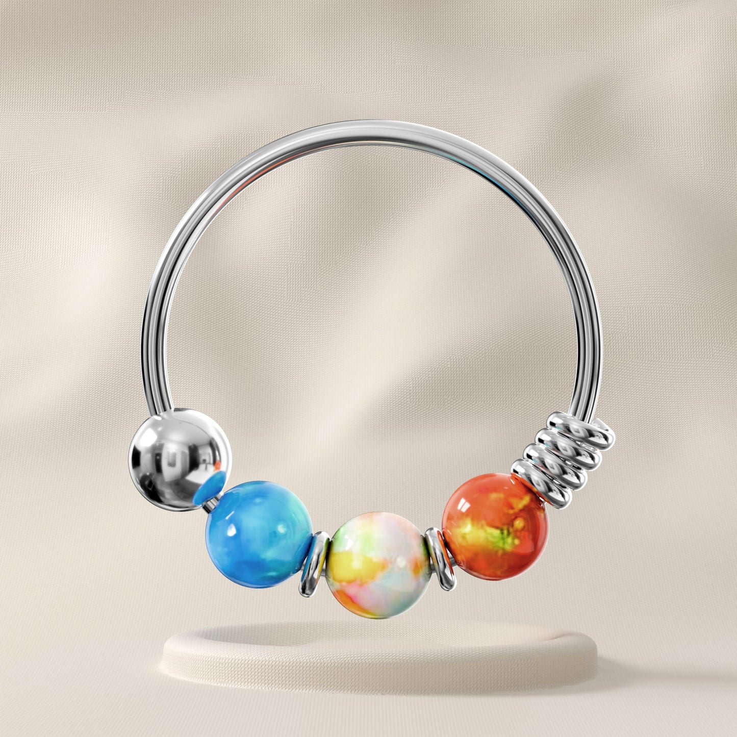 Wisteria - Sterling Silver Opal Beaded Nose Ring