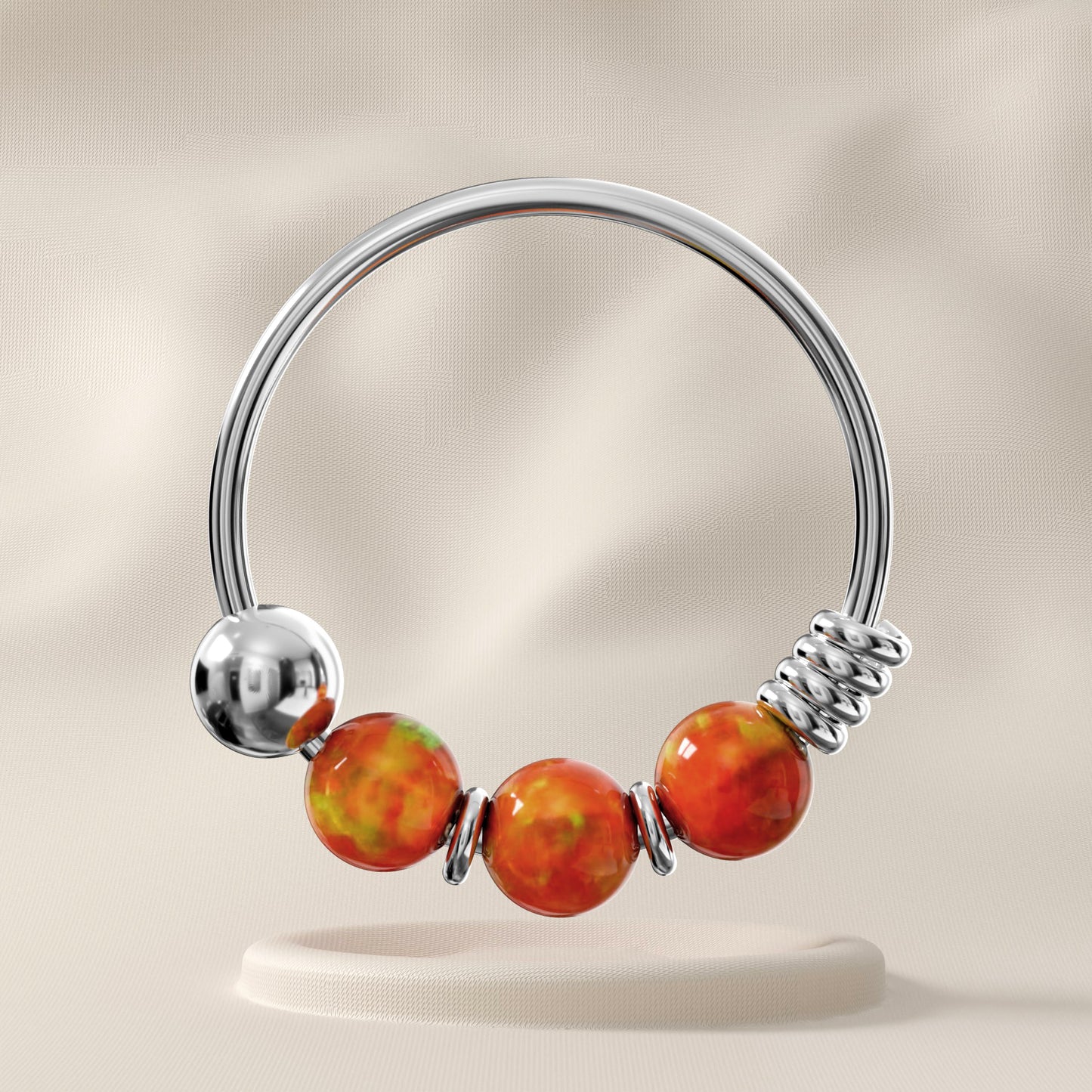 Gardenia - Sterling Silver Beaded Nose Ring