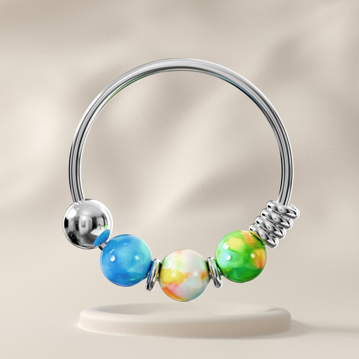 Wisteria - Sterling Silver Opal Beaded Nose Ring