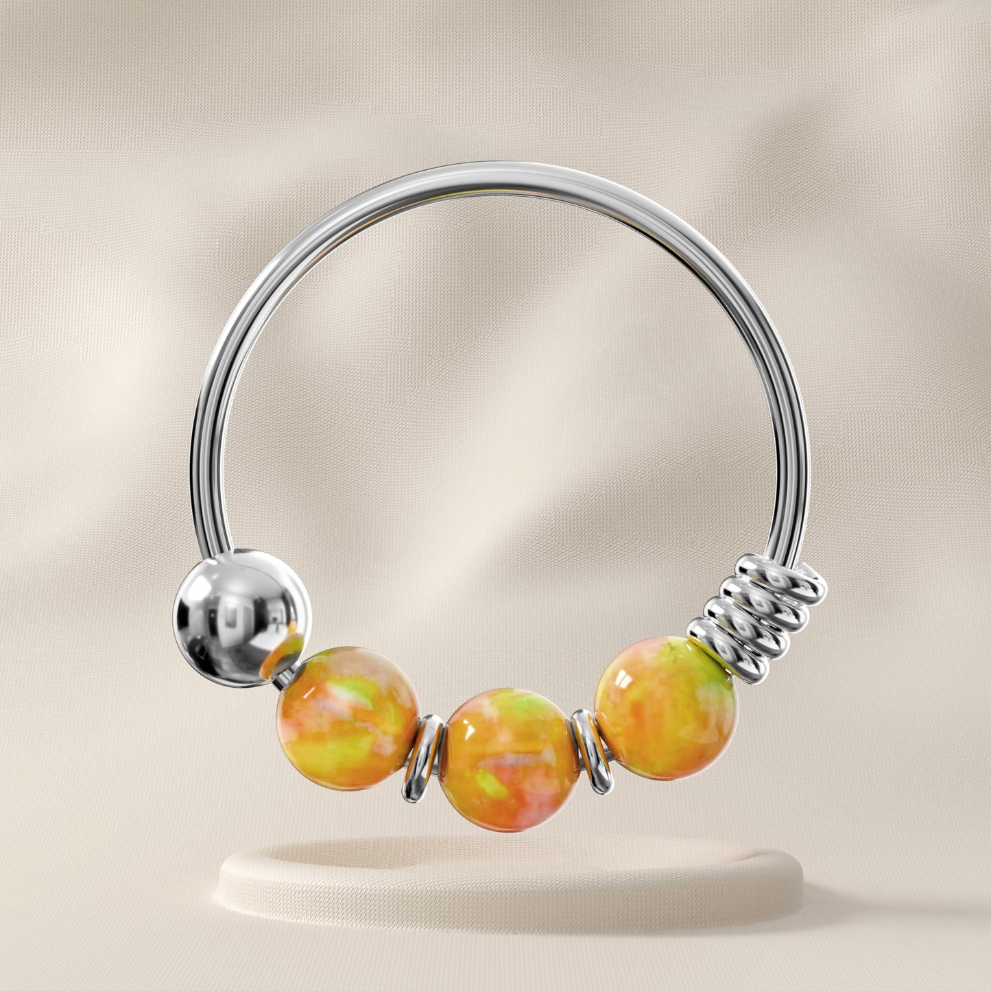 Gardenia - Sterling Silver Beaded Nose Ring