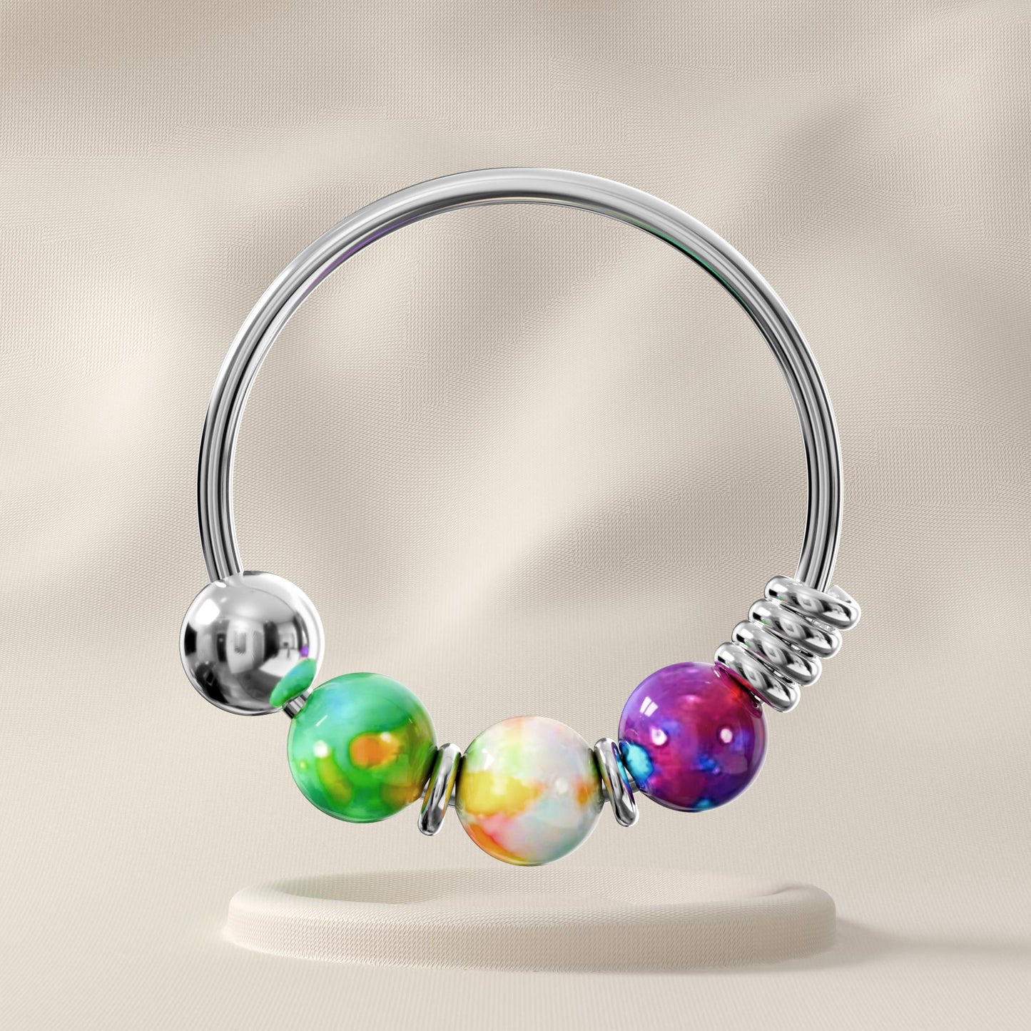 Wisteria - Sterling Silver Opal Beaded Nose Ring