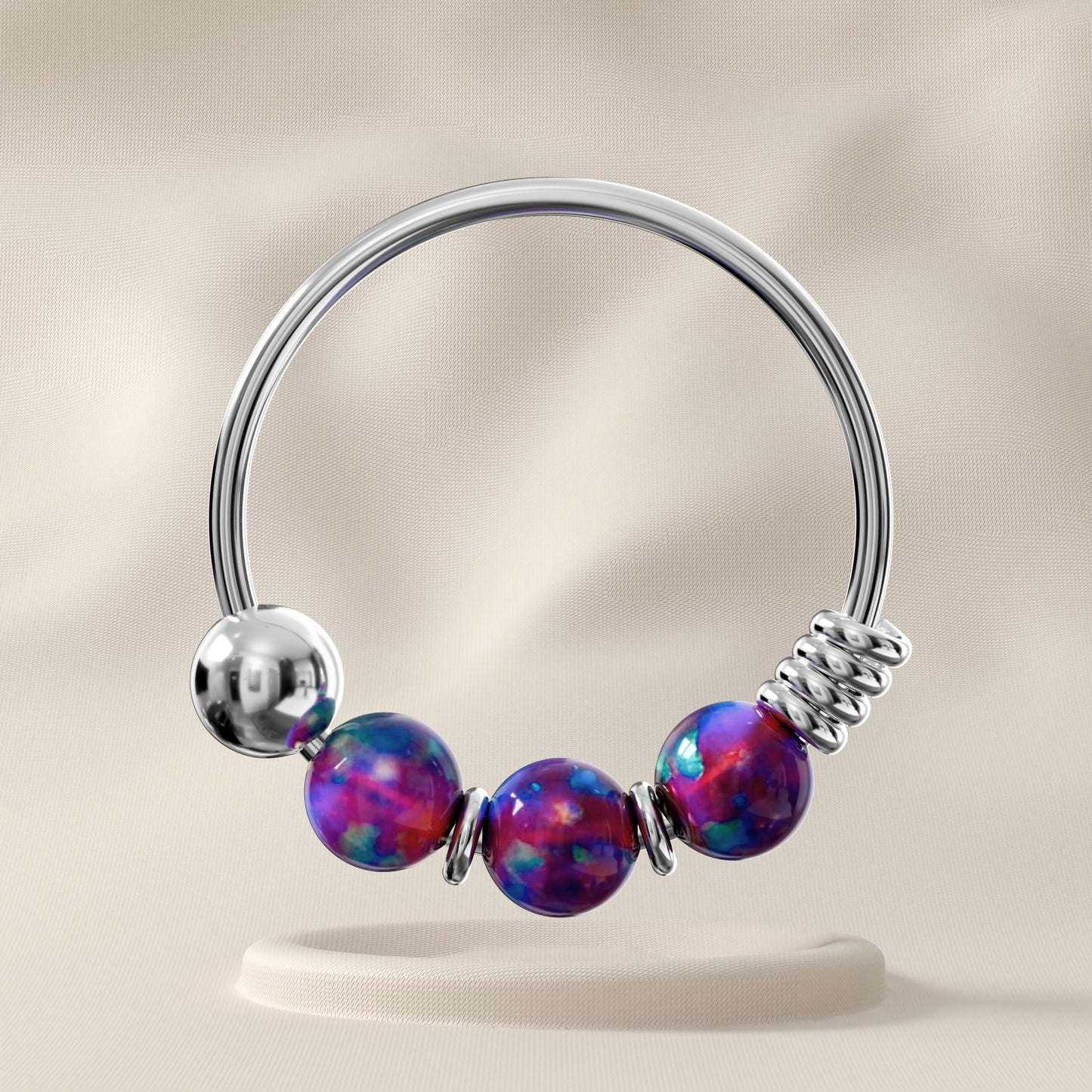 Gardenia - Sterling Silver Beaded Nose Ring