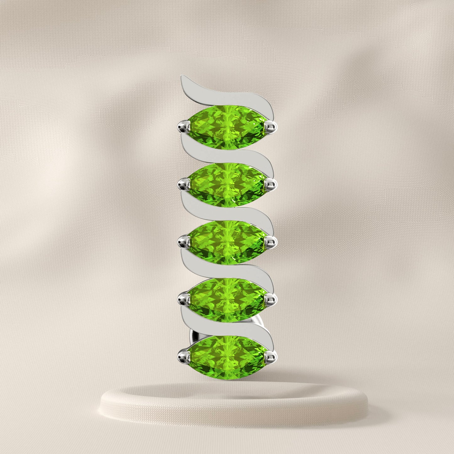 Ivy - Surgical Steel Marquise Green Belly Bar