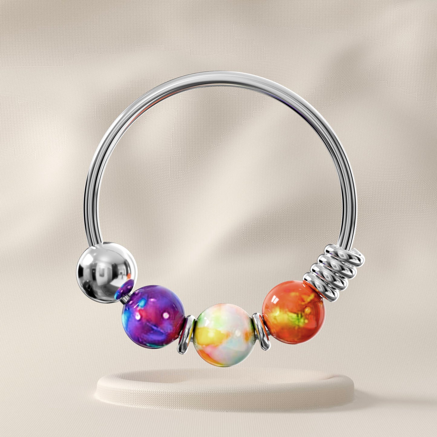 Wisteria - Sterling Silver Opal Beaded Nose Ring