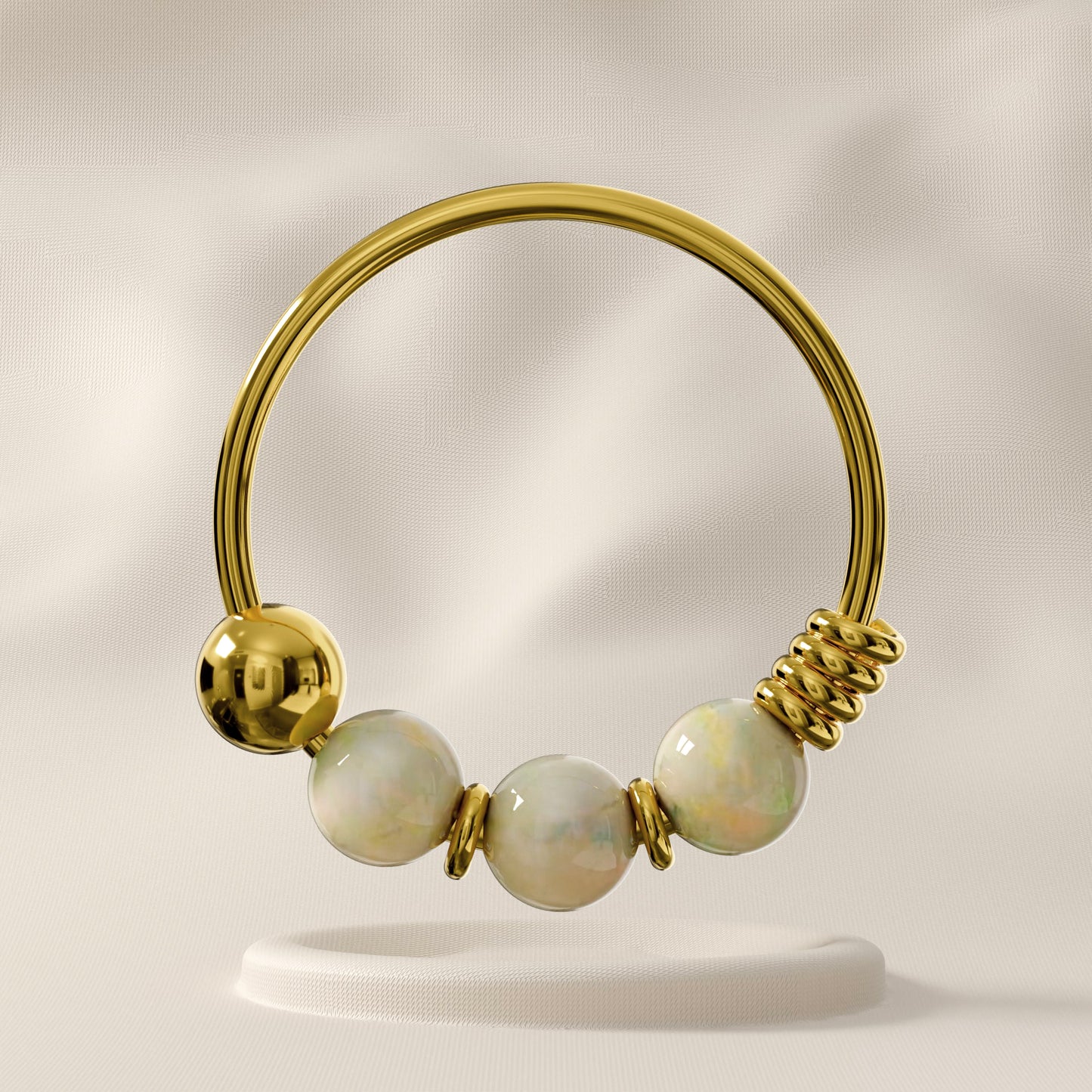 Gardenia - Sterling Silver Beaded Nose Ring