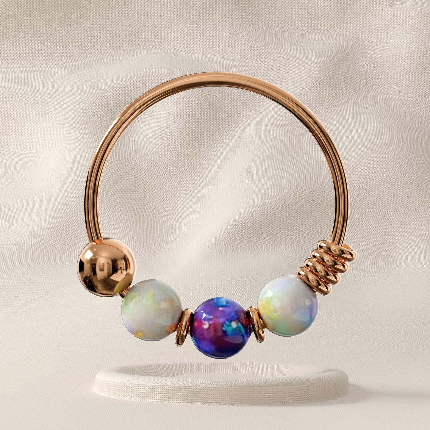 Wisteria - Sterling Silver Opal Beaded Nose Ring