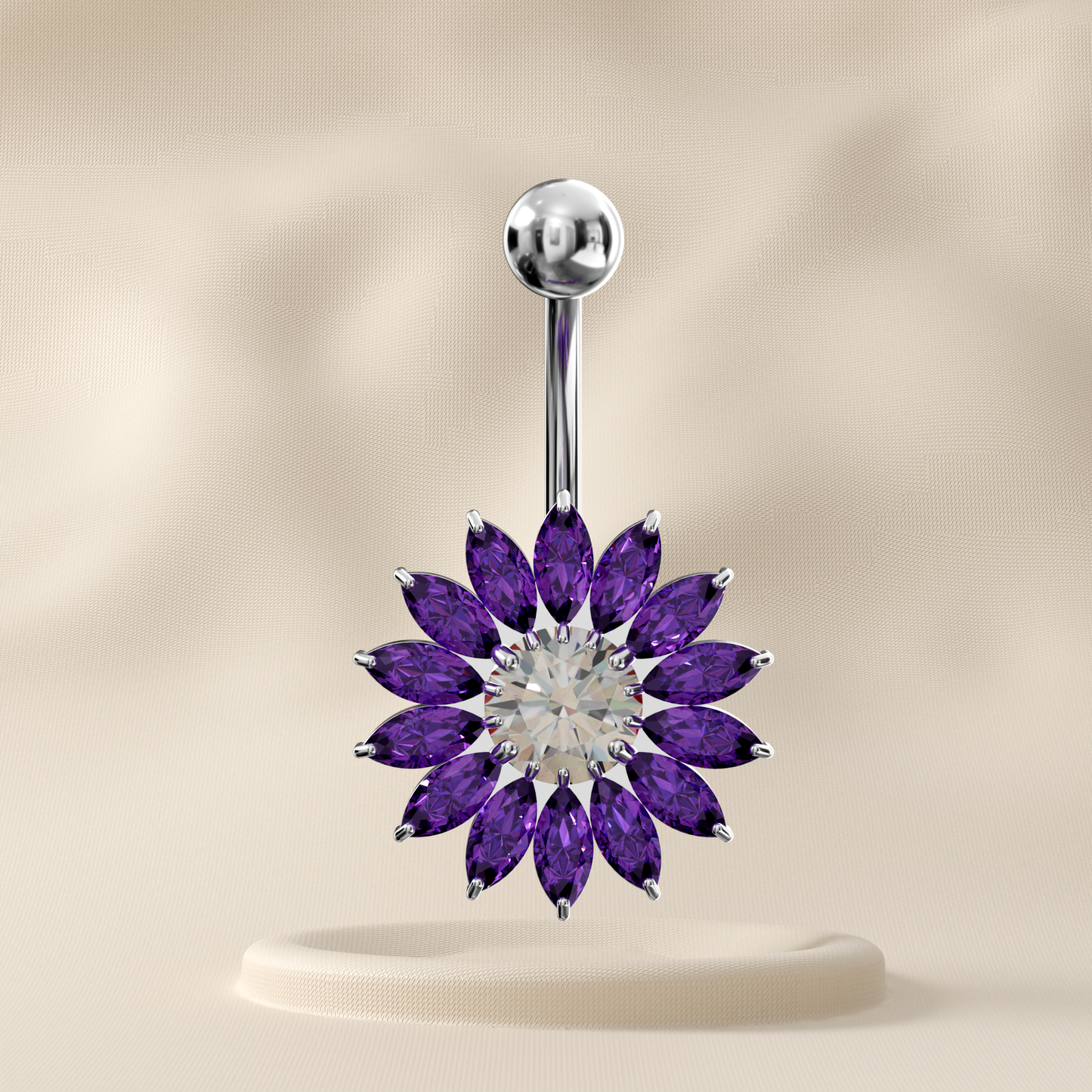 Sunflower - Sterling Silver Belly Ring