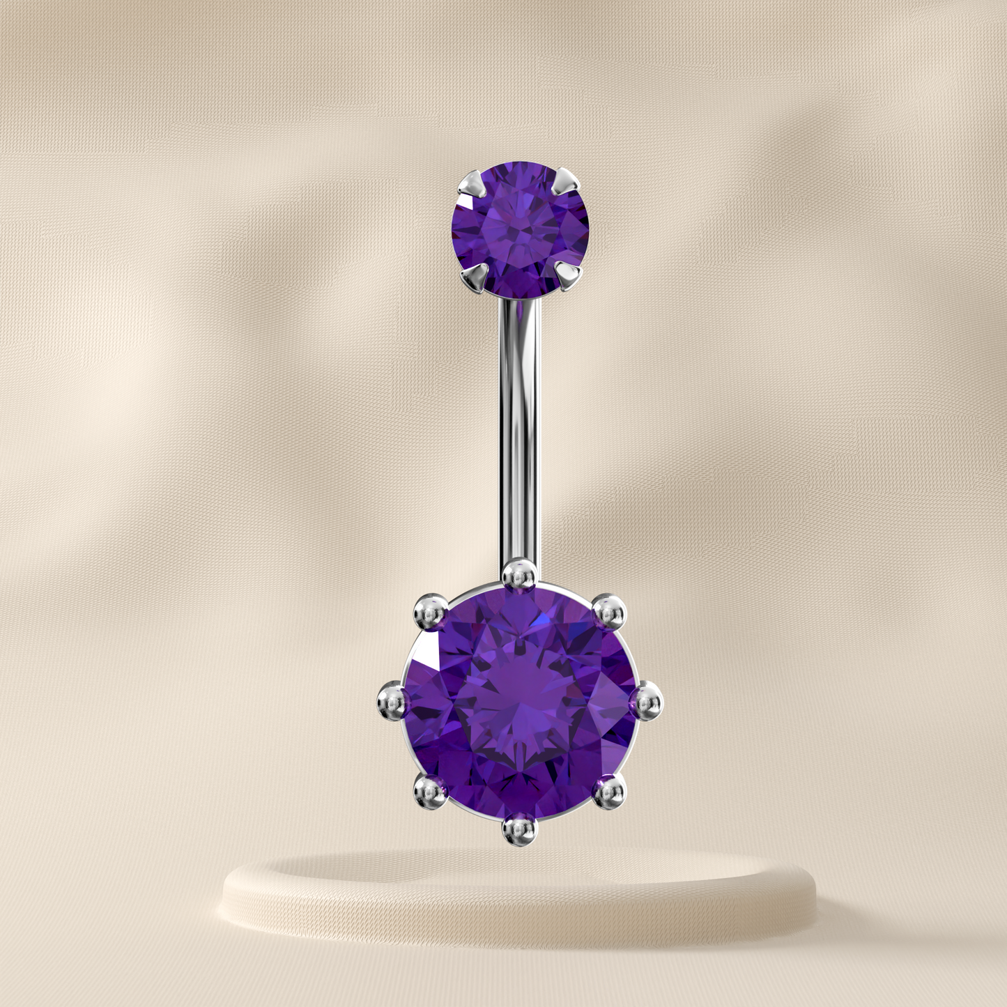 Zinnia - Sterling Silver Jewelled Belly Ring